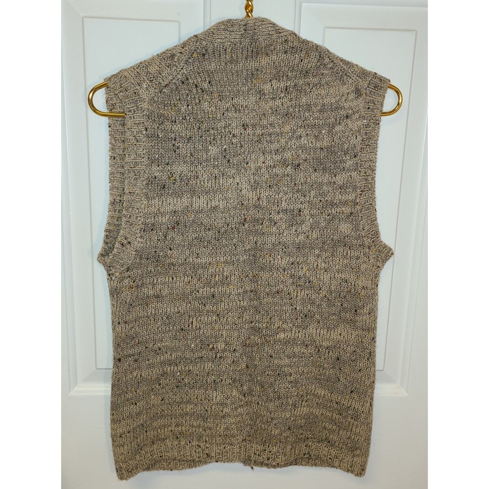 Vtg Hunters Run 97% Wool Sweater Vest Mens Sm Tan Cable Knit Button Up - Picture 2 of 6